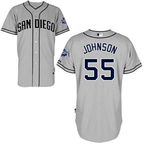 Josh Johnson #55 MLB Jersey-San Diego Padres Men's Authentic Road Gray Cool Base Baseball Jersey